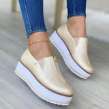 Zipper Flat Shoes Slip On Platform Loafers Women - Heritage cosmetics and beauty care