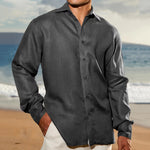 Men's Solid Color Printing Casual Shirt Cardigan - Heritage cosmetics and beauty care