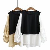 Fake Two Lantern-Sleeved Loose, Long-Sleeved Shirts Heritage cosmetics and beauty care