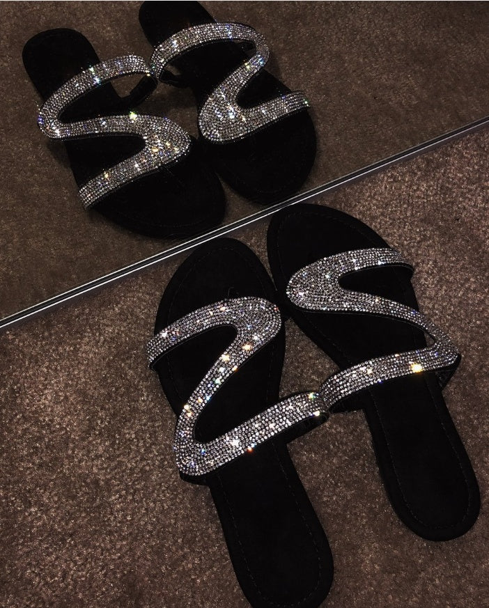 Diamond flat sandals slippers - Heritage cosmetics and beauty care