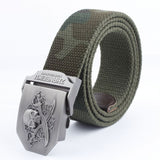 Casual And Versatile Double Knife Skull Canvas Belt - Heritage cosmetics and beauty care