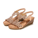 Rhinestone Bohemian Wedge Sandals - Heritage cosmetics and beauty care