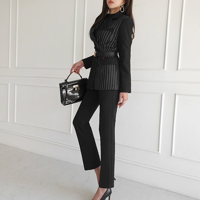 Women Set New Striped Blazer Slim Pants - Heritage cosmetics and beauty care