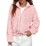 Double-sided Plush Stand Collar Zipper Cardigan Outerwear