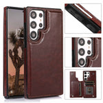 Solid Color Double Buckle Crazy Horse Pattern Leather Phone Case Heritage cosmetics and beauty care