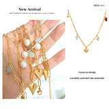 Fashion Creative Design Sense Niche Personality Accessories Freshwater Pearl Gold Plated Peach Heart Lotus Seedpod Natural Stone Necklace - Heritage cosmetics and beauty care