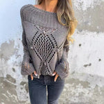 European And American Leisure Loose Hollow Out Sweater Round Neck Knitted Top - Heritage cosmetics and beauty care