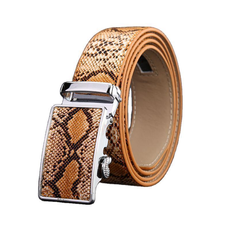 Fashion Vintage Men's Automatic Buckle Leather Belt - Heritage cosmetics and beauty care