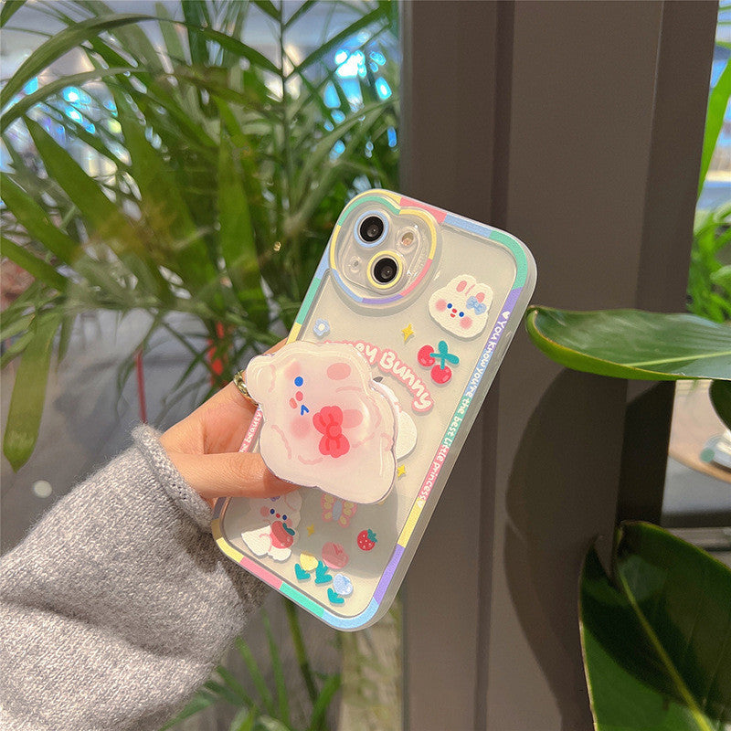 Cartoon Bunny Bracket Mobile Phone Case Transparent And Cute Heritage cosmetics and beauty care