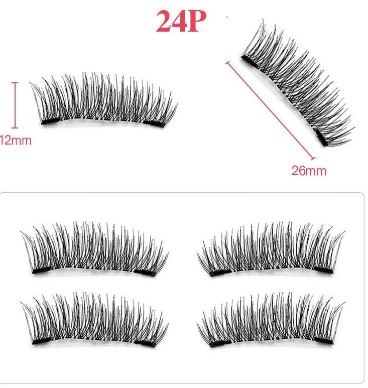 Double magnetic trimagnetic magnet false eyelash 24P full eye four sharpener magnetic eyelashes. - Heritage cosmetics and beauty care