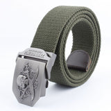 Casual And Versatile Double Knife Skull Canvas Belt - Heritage cosmetics and beauty care