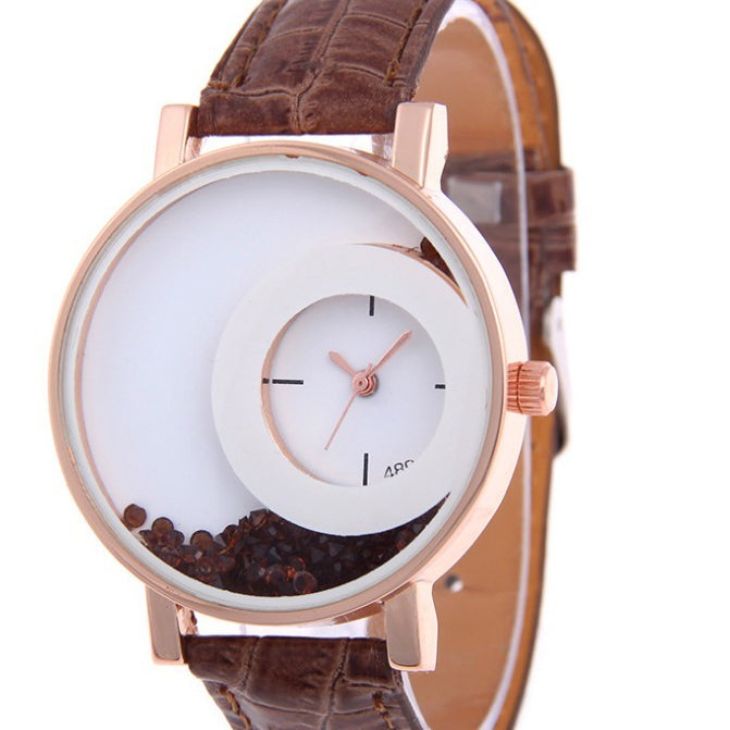 Amazon Explosion Brand, Europe And America Hot Fashion Quartz Watches 489 Full Drilling Quicksand Female Watches Female - Heritage cosmetics and beauty care