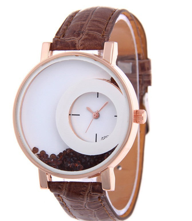 Amazon Explosion Brand, Europe And America Hot Fashion Quartz Watches 489 Full Drilling Quicksand Female Watches Female - Heritage cosmetics and beauty care