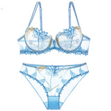 Underwear explosions transparent mesh embroidered bra bra set - Heritage cosmetics and beauty care