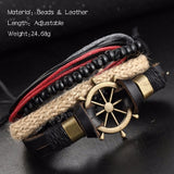 Vintage Ship Rudder Leather Bracelet Hand-Woven Multi-Layer Male And Female Bracelets - Heritage cosmetics and beauty care