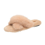 Cross fur slippers - Heritage cosmetics and beauty care