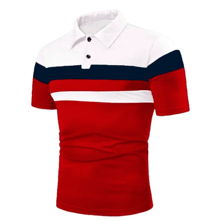 Men's Short Sleeve Chest Three Stripes Color Matching Fashion Short Sleeve - Heritage cosmetics and beauty care