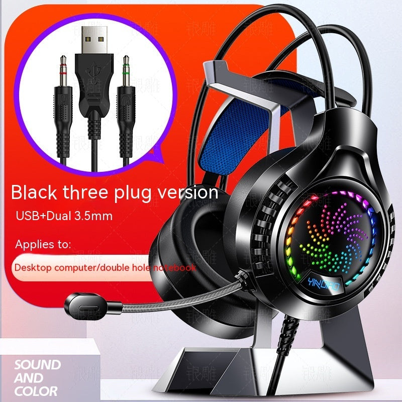 Silver Eagle Q7 Head-mounted Computer Earphone With Microphone Luminous Channel USB Gaming Headset Heritage cosmetics and beauty care