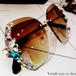 Stereo drilling Sunglasses female diamond Sunglasses sunscreen glasses UV protection - Heritage cosmetics and beauty care