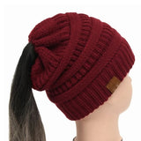 High Bun Ponytail Beanie Hat Chunky Soft Stretch Cable Knit Warm Fuzzy Lined Skull Beanie Acrylic Hats Men And Women - Heritage cosmetics and beauty care