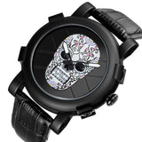 SKONE Pirate Skeleton Skull Quartz Men Watches Luxury Waterproof Leather Men Sports Watch - Heritage cosmetics and beauty care