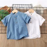 Boys' Summer Simplicity Solid Color Shirt Short Sleeve - Heritage cosmetics and beauty care