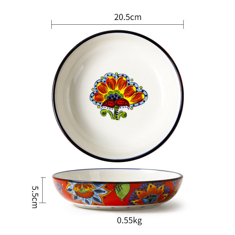 Ceramic Tableware Pastoral Style Home Plate Dinner Plate - Heritage cosmetics and beauty care