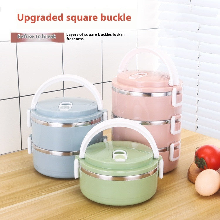 Student Compartment Multi-layer Round Stainless Steel Insulated Lunch Box - Heritage cosmetics and beauty care