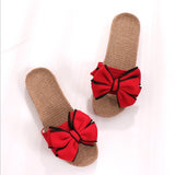 Summer slippers female bow flat linen slippers - Heritage cosmetics and beauty care