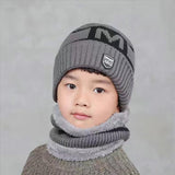 Children's Hats For Autumn And Winter New Boys' Hats And Bibs Set Korean Letters Knitted Hedging Warm Woolen Caps - Heritage cosmetics and beauty care