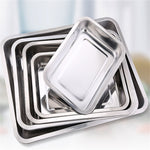 Stainless Steel Storage Trays Square Plate Thickening Pans Rectangular Tray Barbecue Deep Rice Dishes Bbq Kitchen Accessories - Heritage cosmetics and beauty care