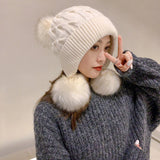 Women's Trendy Hats Sweet And Cute Three Balls Wool - Heritage cosmetics and beauty care