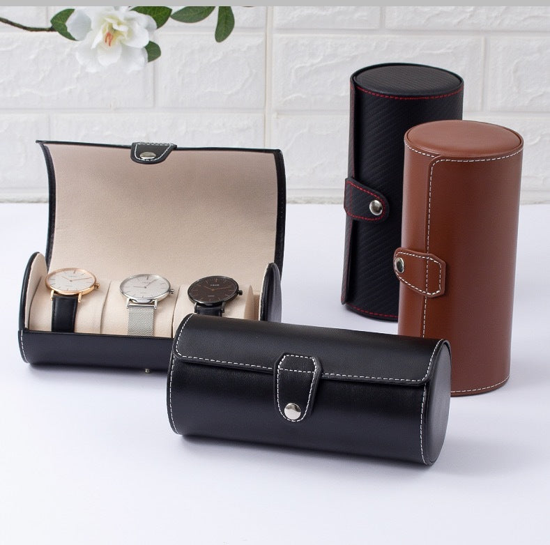 Cylinder Travel Portable Watch Tie Storage Box - Heritage cosmetics and beauty care