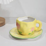 Ceramic Tulip Coffee Cup And Saucer Set