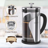 TBGENIUS Cafetiere 2-4 Cups French Press 600ml Coffee Maker 4 Level Filtration System, Metal Housing, Perfect For Coffee Lover Gifts Morning Coffee - Brews Milk Froth And Tea Heritage cosmetics and beauty care