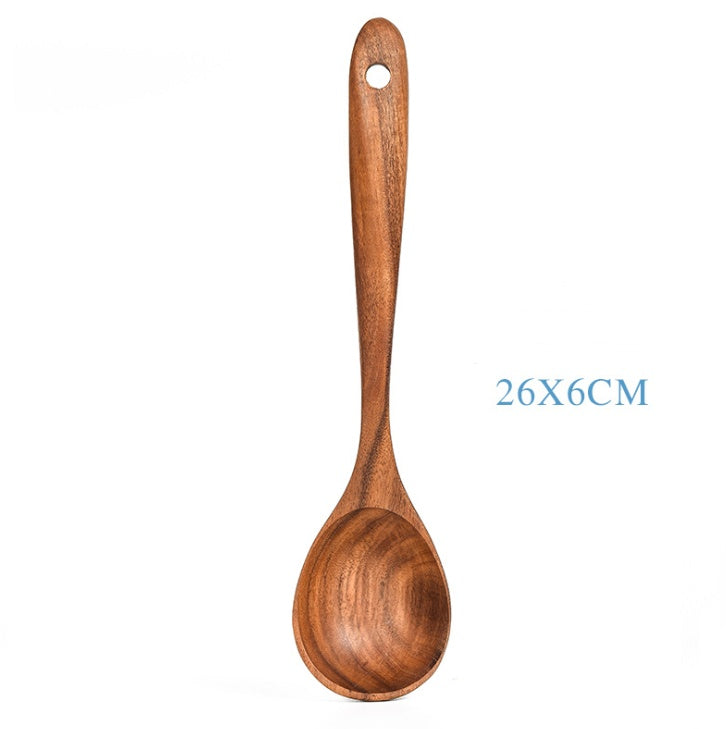 Teak Natural Wood Tableware Spoon Ladle Turner Rice Colander Soup Skimmer Cooking Tool Sets Spoon Scoop Kitchen Tools Gadgets - Heritage cosmetics and beauty care