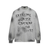 Retro Washed Distressed Fuzzy Letter Crew Neck Sweater For Men And Women