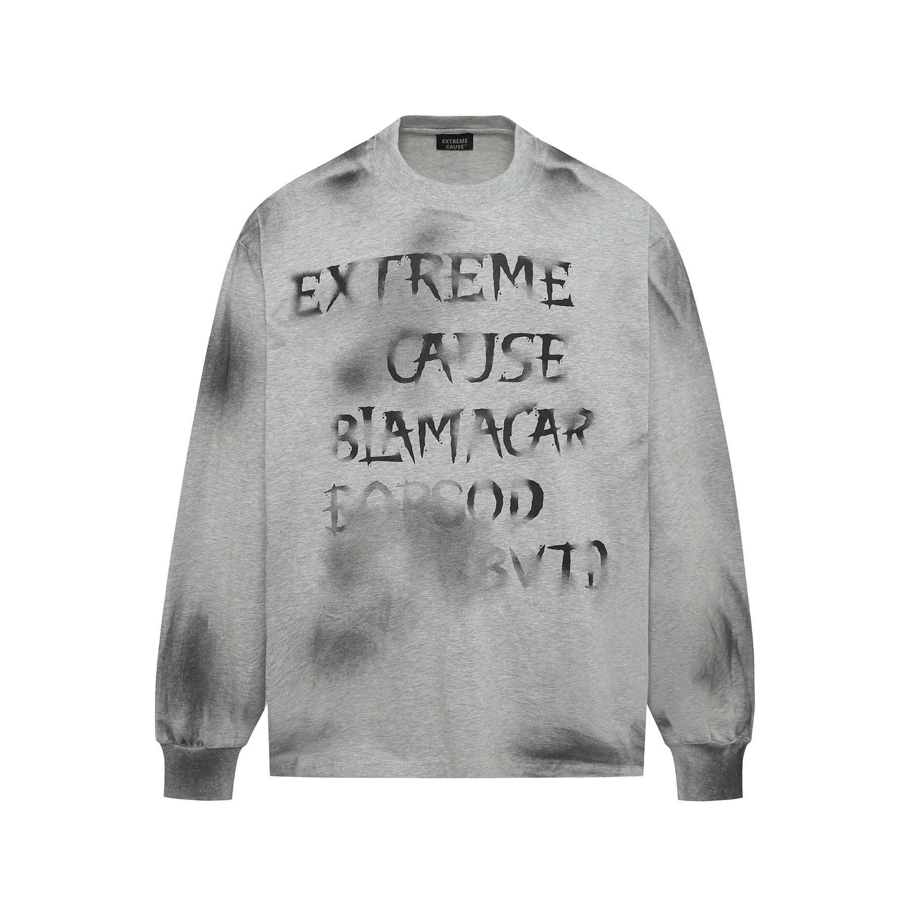 Retro Washed Distressed Fuzzy Letter Crew Neck Sweater For Men And Women