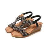 Rhinestone Bohemian Wedge Sandals - Heritage cosmetics and beauty care