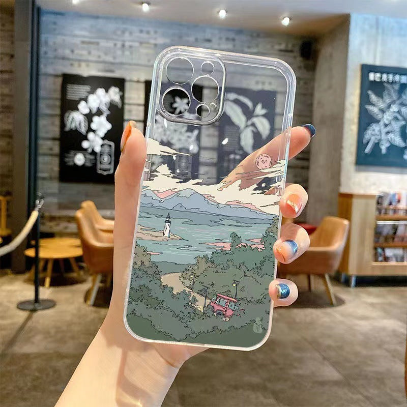 Transparent Mobile Phone Case With Mountain Illustration Heritage cosmetics and beauty care