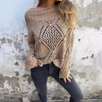 European And American Leisure Loose Hollow Out Sweater Round Neck Knitted Top - Heritage cosmetics and beauty care