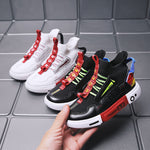 Autumn Children's High-top Flying Woven Sneakers Trendy Child Children And Teens Boys Flat Shoes - Heritage cosmetics and beauty care