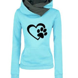 Women's Sweater Hoodie Pullover Cat's Paw Love Heart