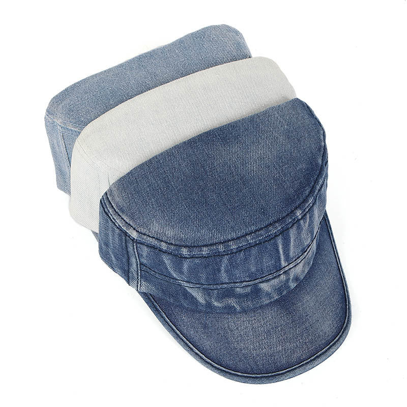 Men's And Women's Old Washed Denim Flat Hats - Heritage cosmetics and beauty care