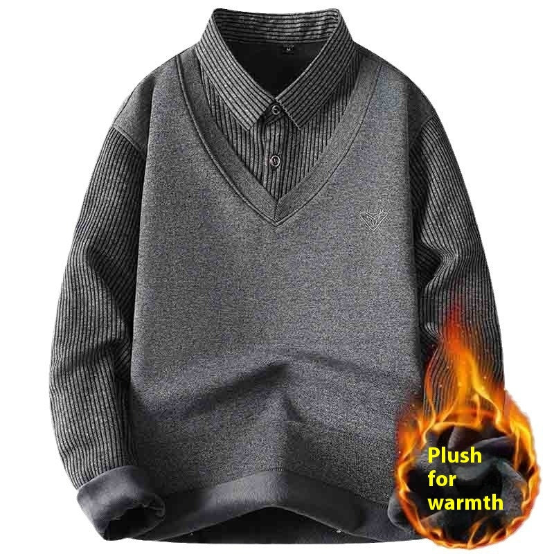 Autumn And Winter Men's False Two Pieces Knitted Cardigan - Heritage cosmetics and beauty care