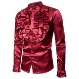 Stage Performance Shirts Men's Court Shirts Fashion Stand-up Collar Ruffle Shirts Heritage cosmetics and beauty care