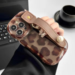 Brown Leopard Print Leather Wristband Machine Phone Case Heritage cosmetics and beauty care