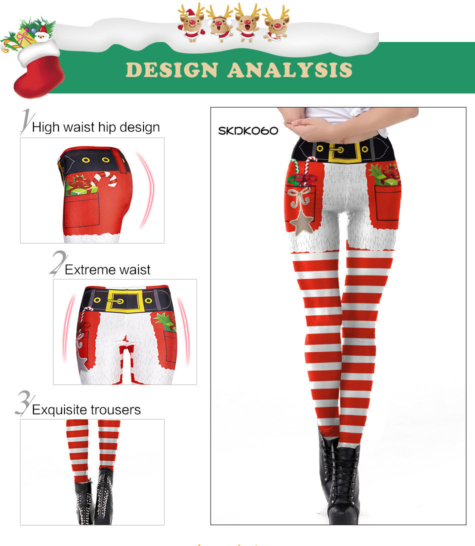 Women Christmas Digital Print Tight Leggings - Heritage cosmetics and beauty care