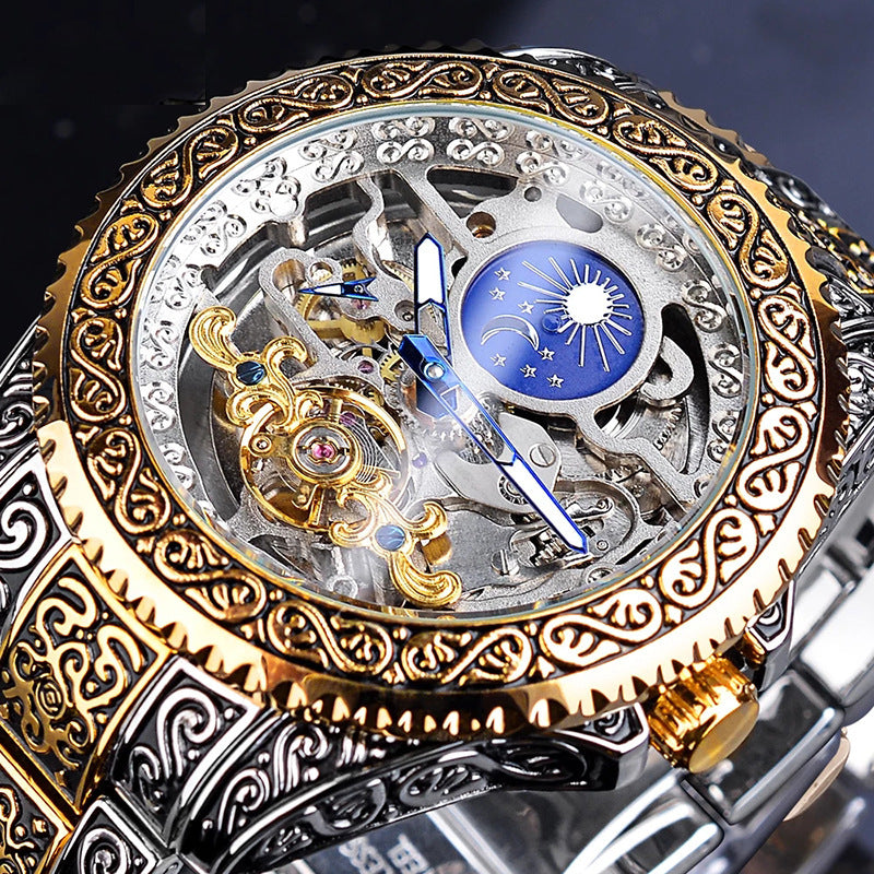 Forsining Skeleton Carved Tourbillon Mechanical Watches Luxury Men's Wristwatch - Heritage cosmetics and beauty care