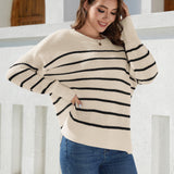 Ladies' Fashionable Long Sleeved Round Neck Knitted Sweater - Heritage cosmetics and beauty care